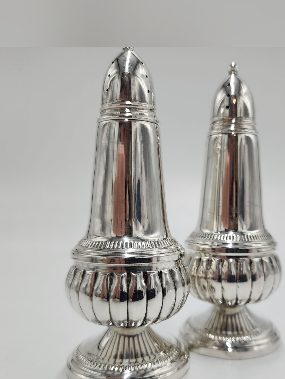 Vintage Crown Silver Sterling Weighted Salt & Pepper Shakers - Crown Sterling